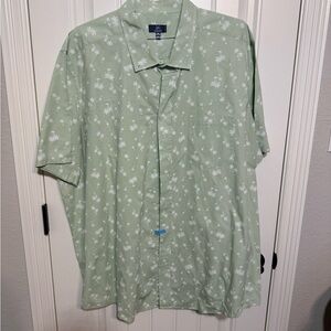 George Mint Green Shirt with White Palm Print